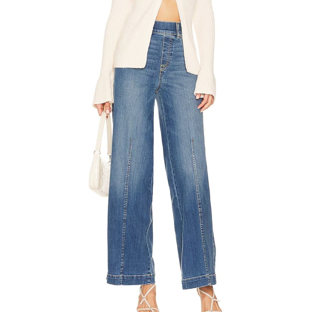 SPANX Blue Wide-Leg Jeans, Size: Small Tall